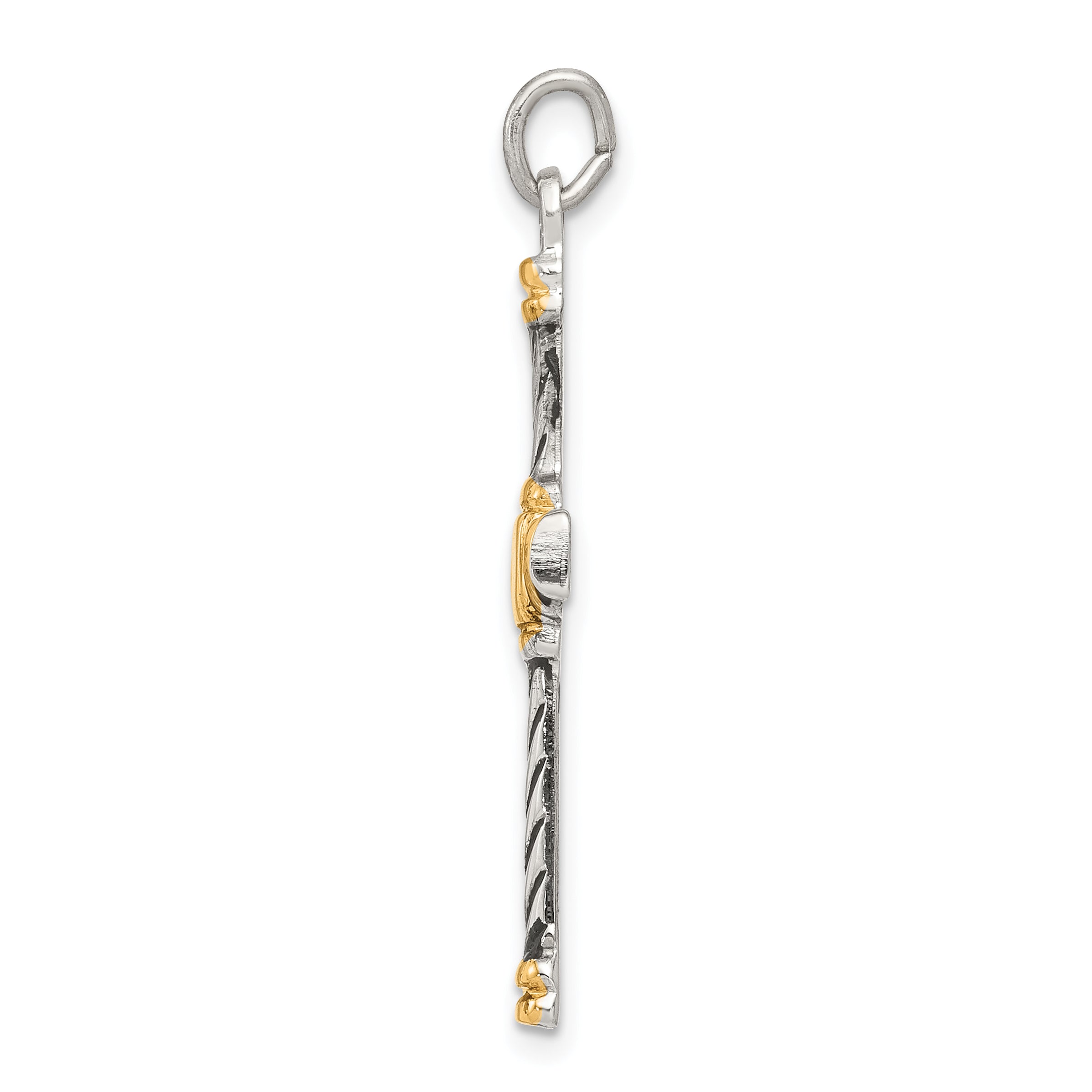 18K Gold Plated Sterling Silver Cross Charm Pendant with Cable Chain Necklace O553
