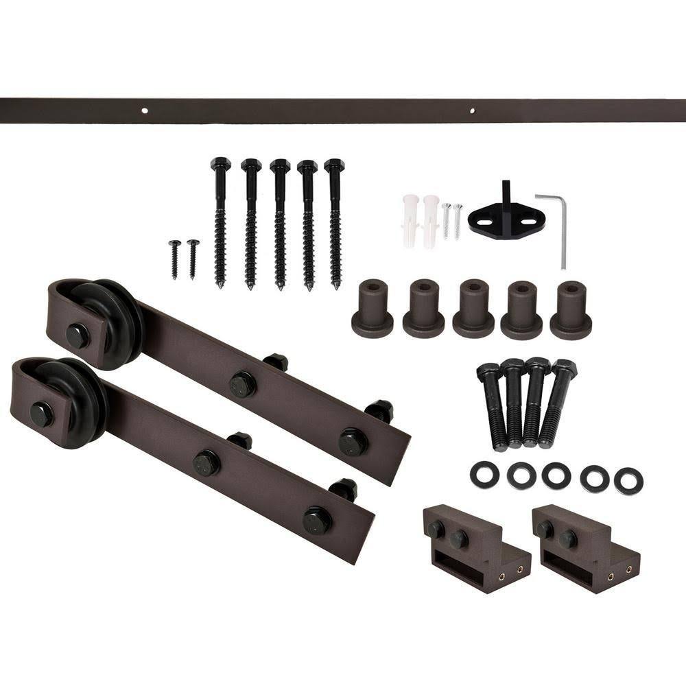 Charcoal Black Double Barn Door with Hardware Kit 48 x 84 L64309