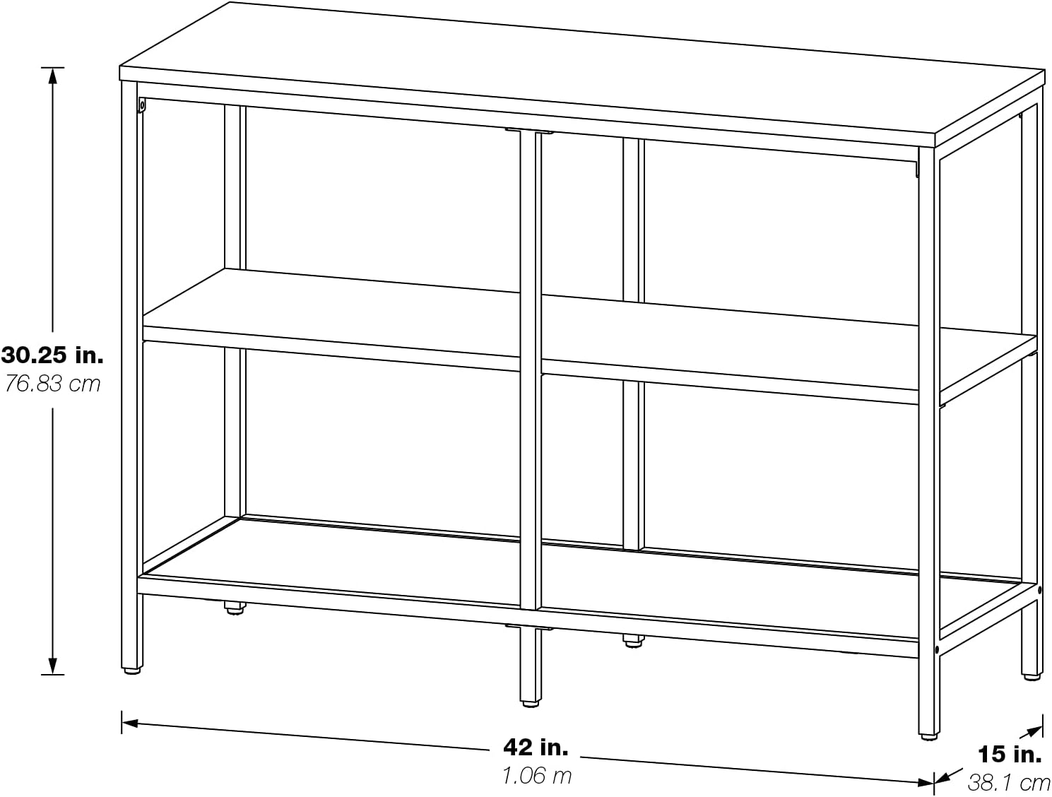 White Double 3 Shelf Bookcase and Credenza Q207