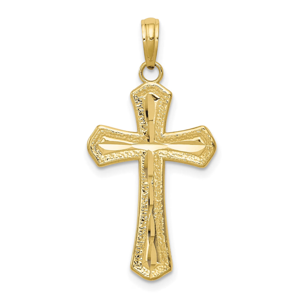 10K Yellow Gold Diamond-cut Cross Pendant G486