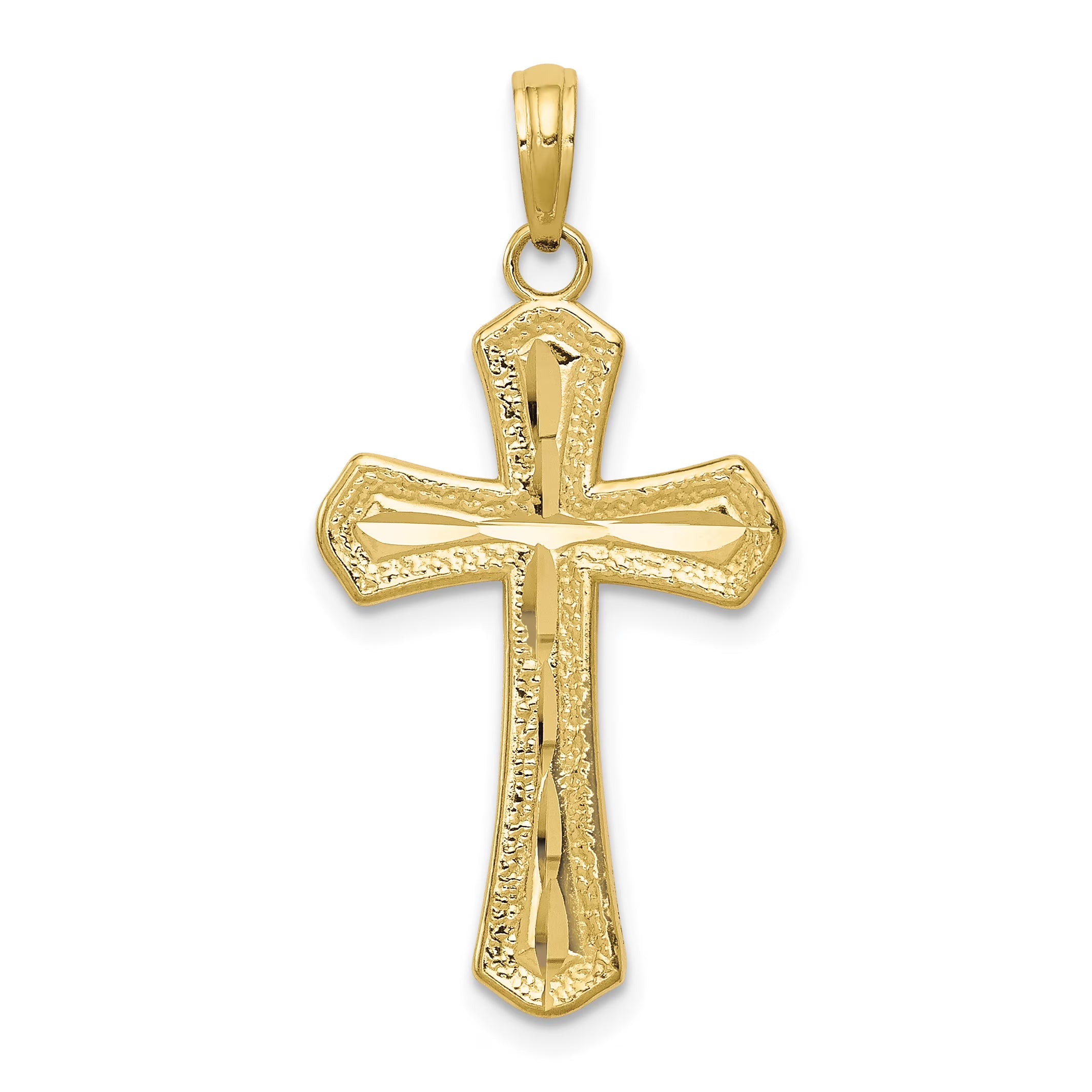 10K Yellow Gold Diamond-cut Cross Pendant G486