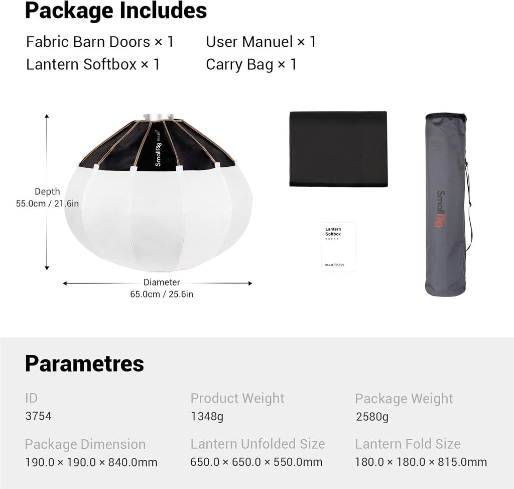 26in Lantern Softbox Light Modifier with Fabric Barn Doors X16604