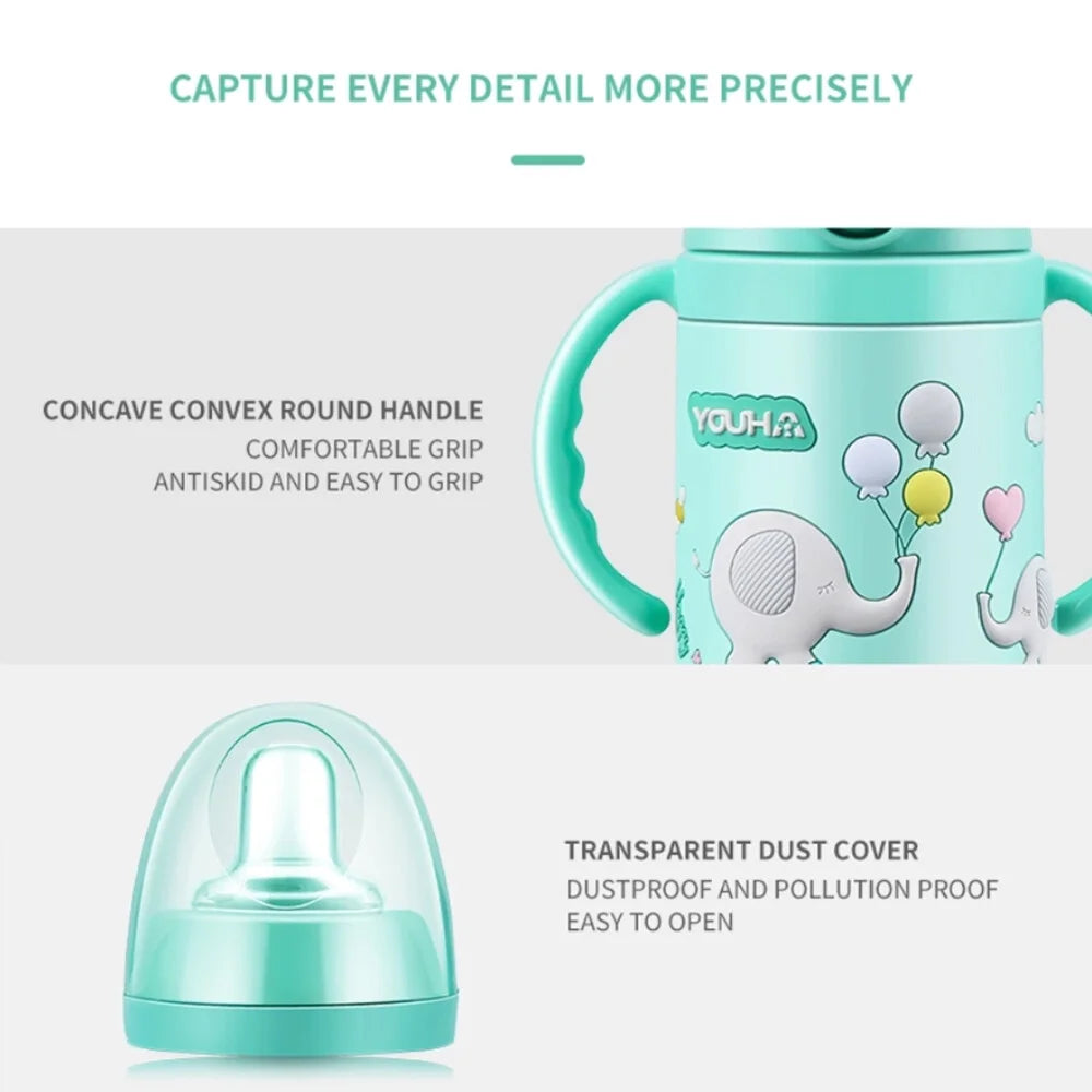 Baby Vacuum Insulated Stainless Steel Sippy Cup with Handle Weighted Straw G606