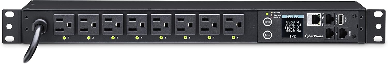Switched PDU, 100-120V/15A (Derated to 12A), 8 Outlets, 1U Rackmount S510