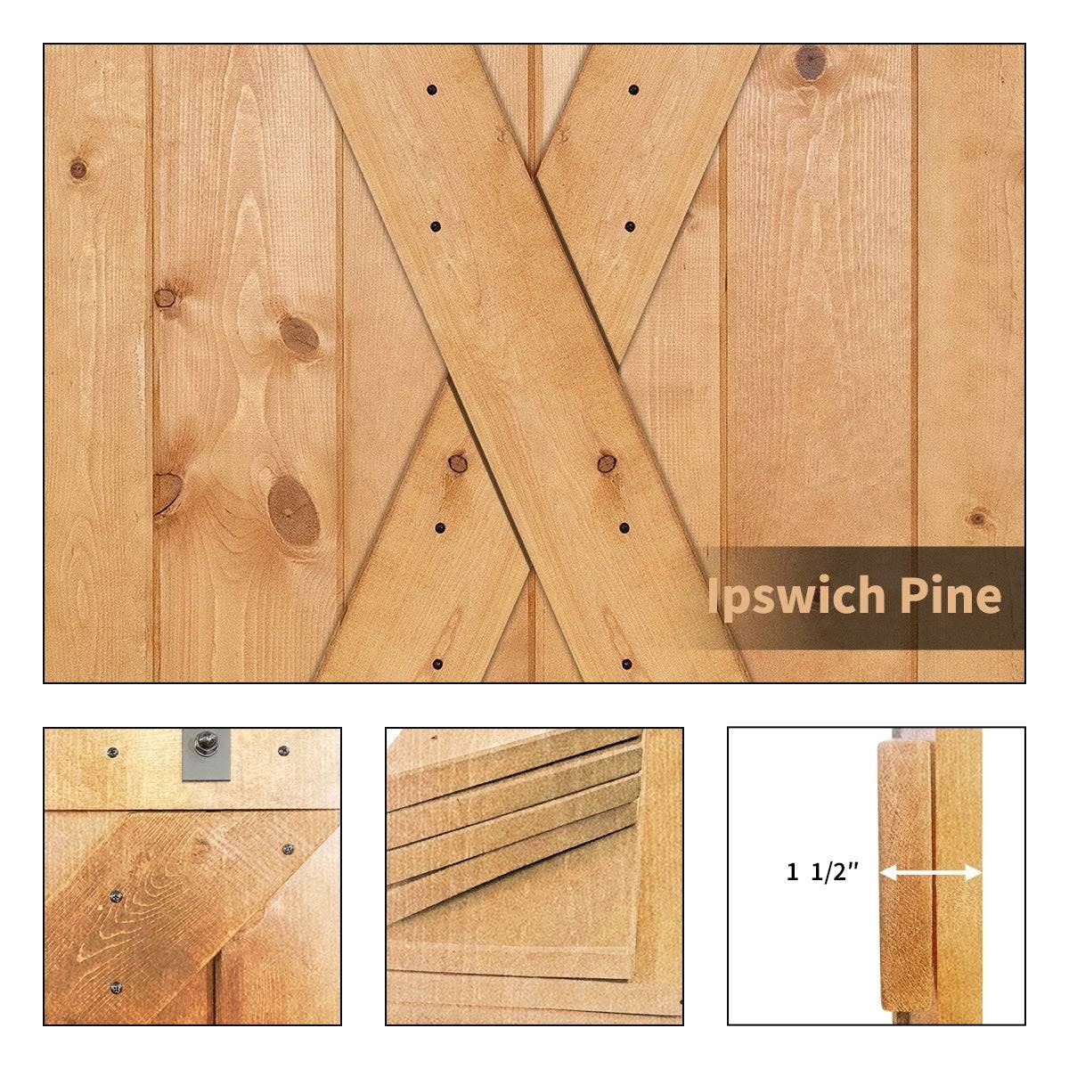 Paneled Wood Barn Door with Installation Hardware Kit C78041