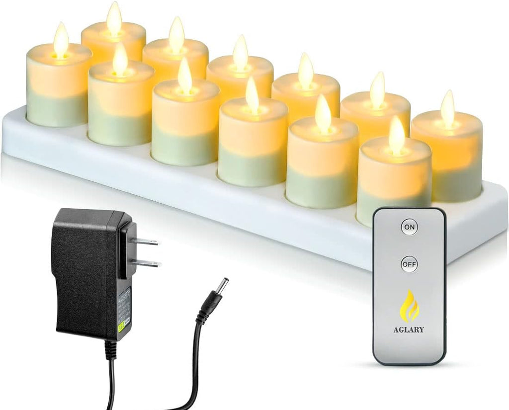 Flameless Rechargeable LED Tealight Candle Set of 12 with Remote Control, Ivory E786760