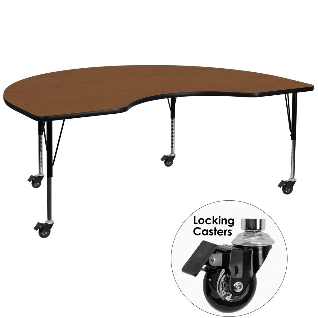 Mobile Kidney Laminate Activity Table in Oak E6453