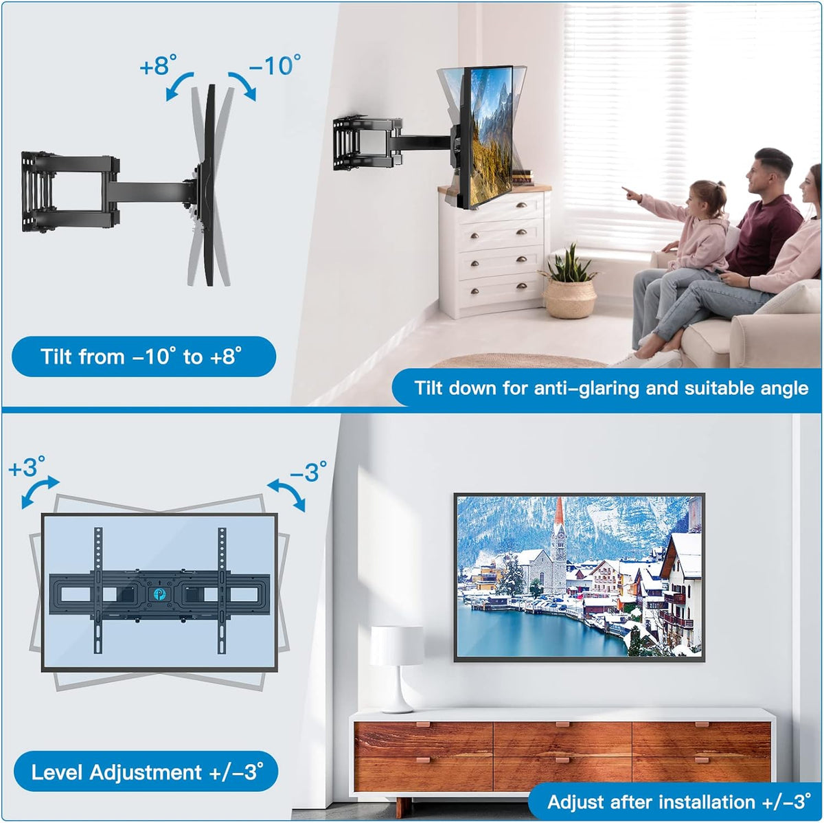 Full Motion Dual Arms TV Wall Mount for 37-70 Inch Flat Curved TVs, Max VESA 600x400mm, Pack of 2 H1746