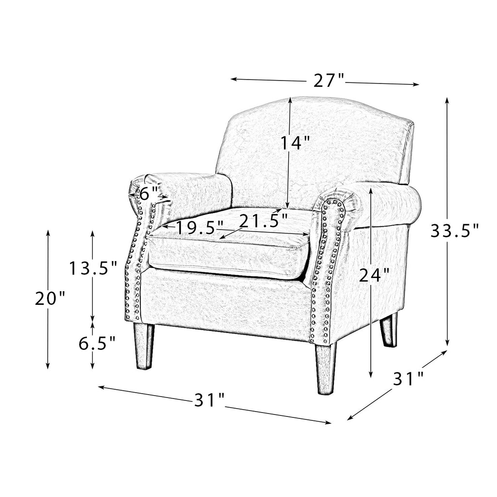 Faux Leather Arm Chair with Nailhead Trim and Rolled Arms Set of 2 E432905