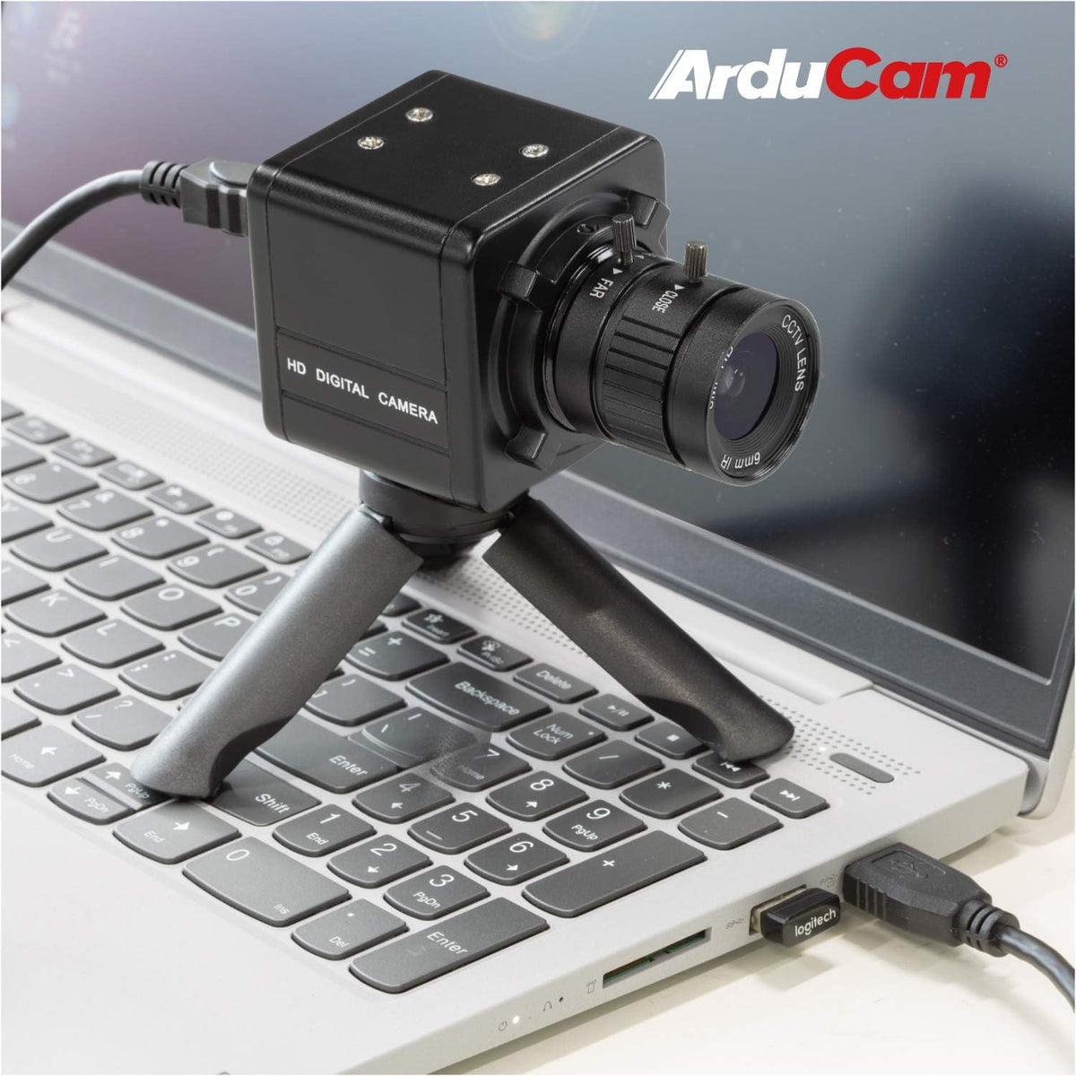 4K USB Camera Bundle with Audio, 6mm CS-Mount Lens, Metal Enclosure, Tripod and USB Cable B7580