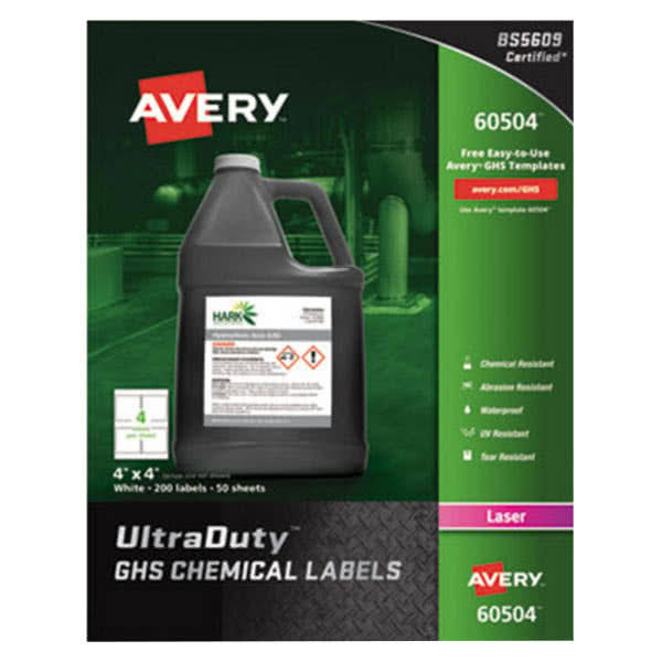 GHS Chemical Labels White - 4 x 4 in. H350759