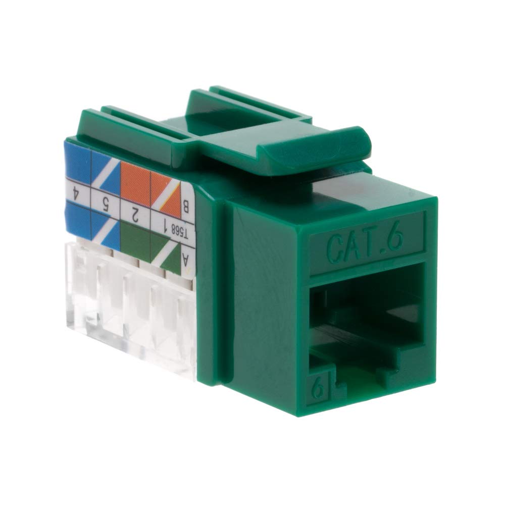 Cat6 RJ45 Keystone Jack Punch-Down Network 45 Degree Green Pack of 50 H6547