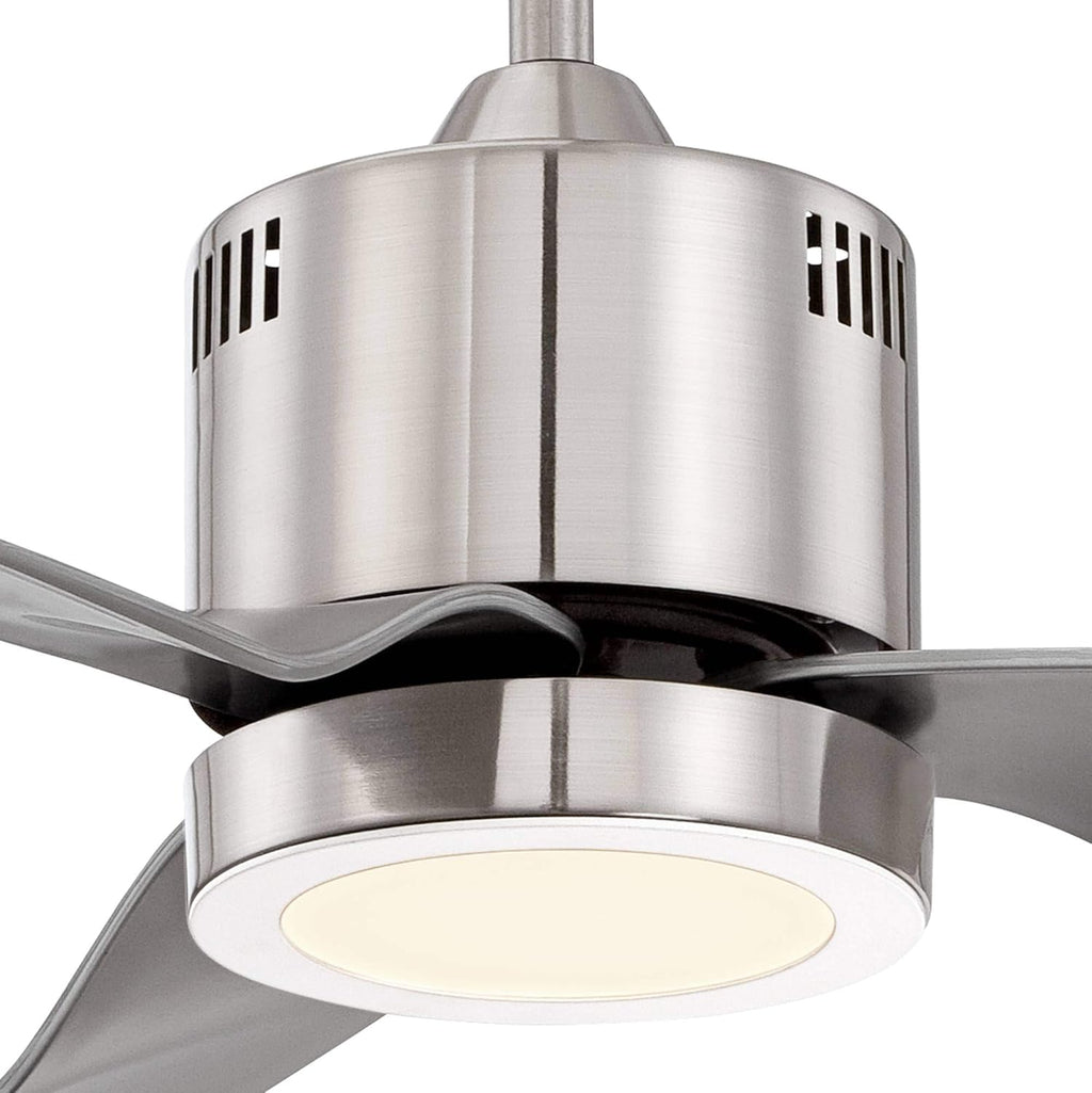 Brushed Nickel Silver 3 Blade Indoor Ceiling Fan with Light LED Remote Control R1097