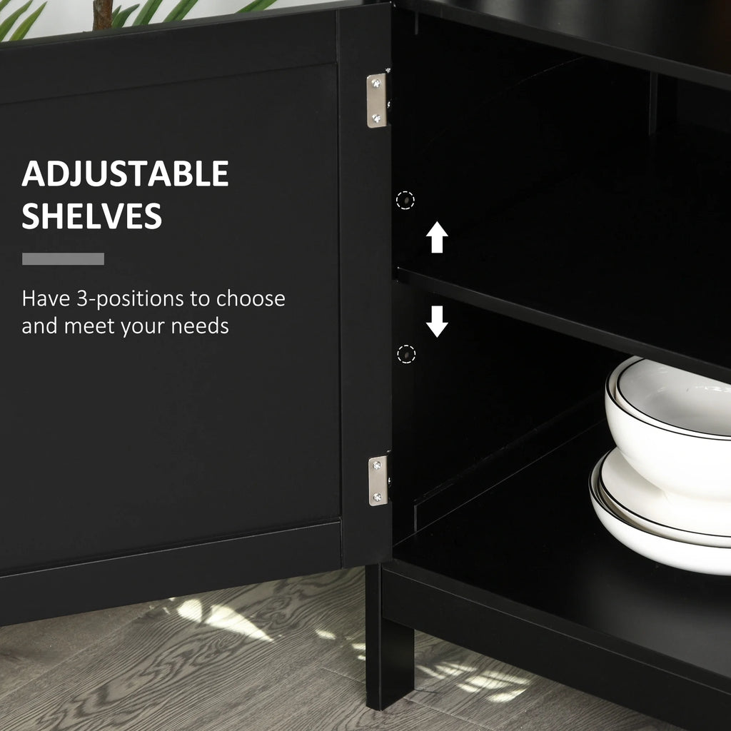 Black Wooden Kitchen Buffet Sideboard with Cabinet and Shelf F28038