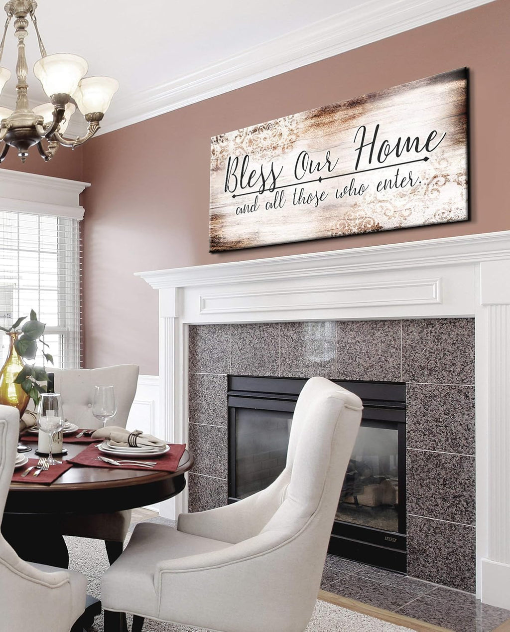 Rustic Wooden Framed Canvas Home Decor (Brown, 42x19) M737