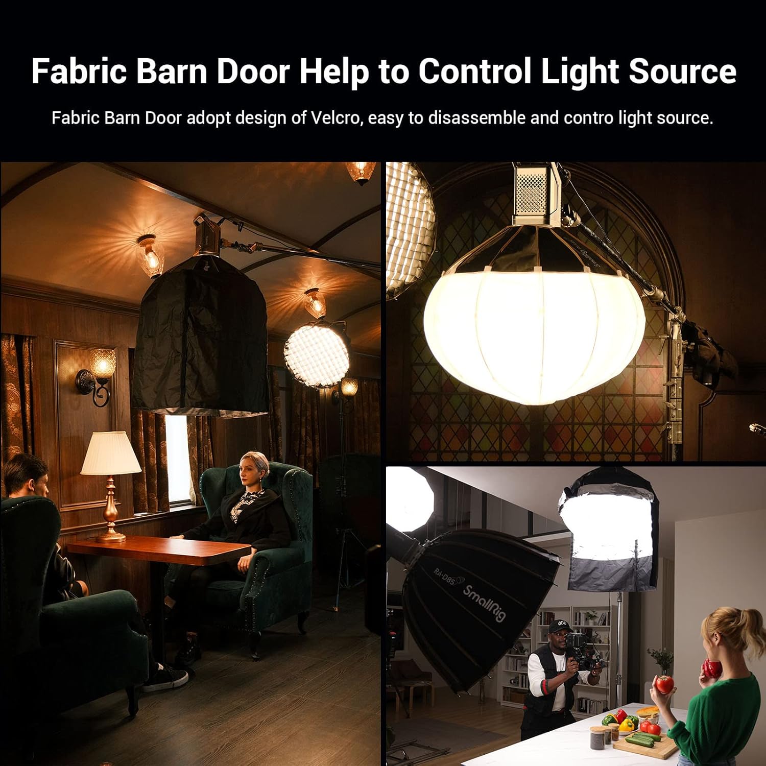 26in Lantern Softbox Light Modifier with Fabric Barn Doors X16604