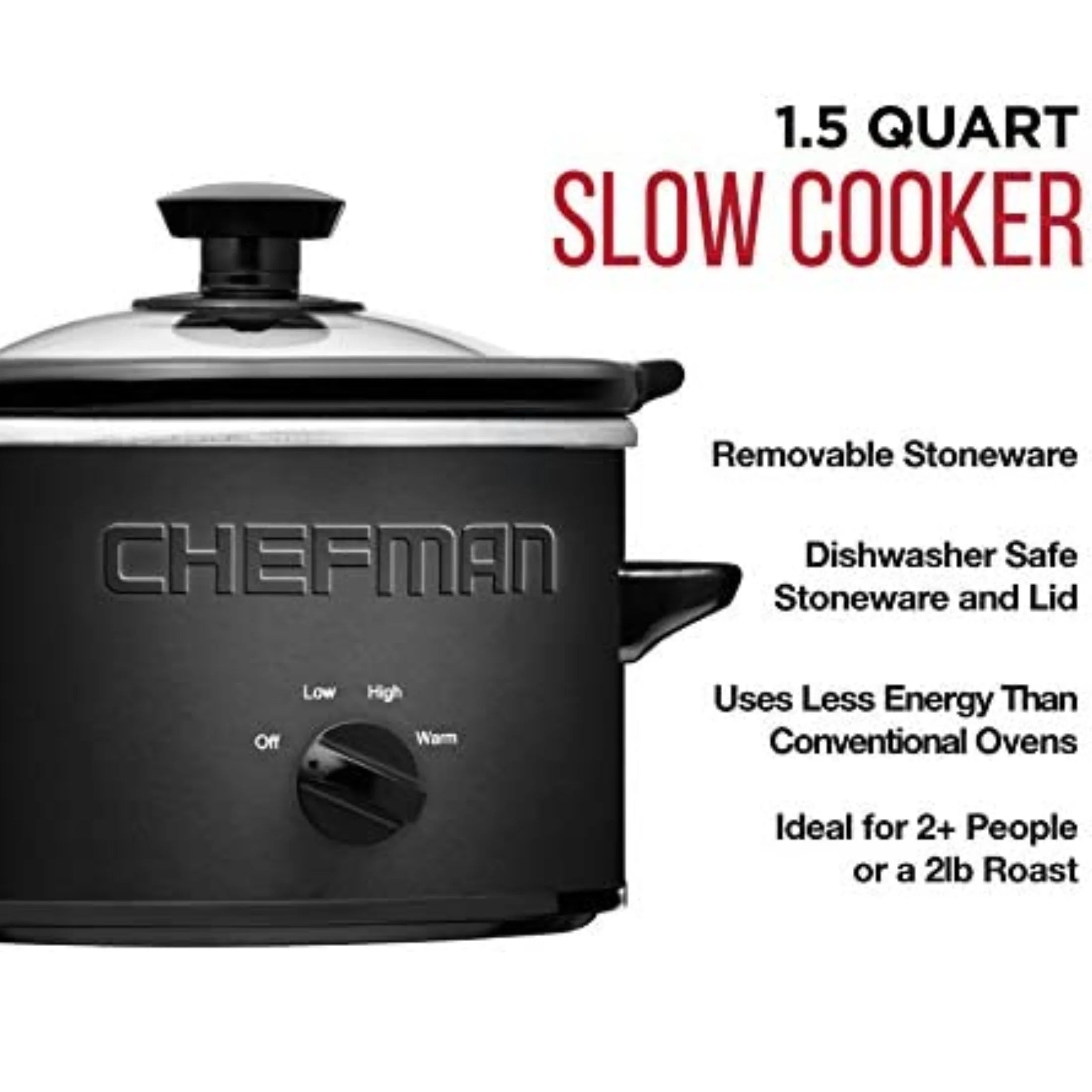 1.5 Quart Black Slow Cooker with Removable Crock and Storage Carrier Q86862