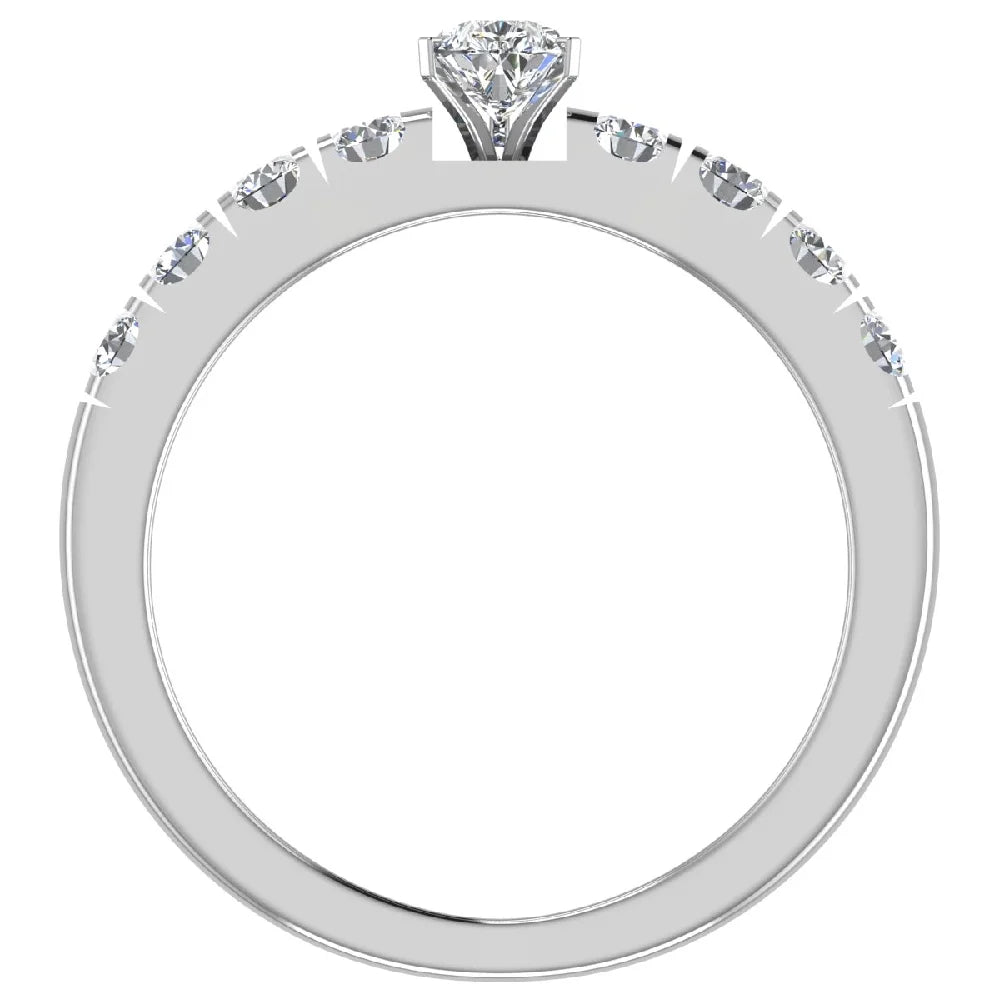 14K White Gold Pear Cut Solitaire Diamond Ring 1.10 Carat A598833