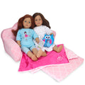 Pink Plush Pull-Out Sofa Bed for Two 18'' Dolls J769
