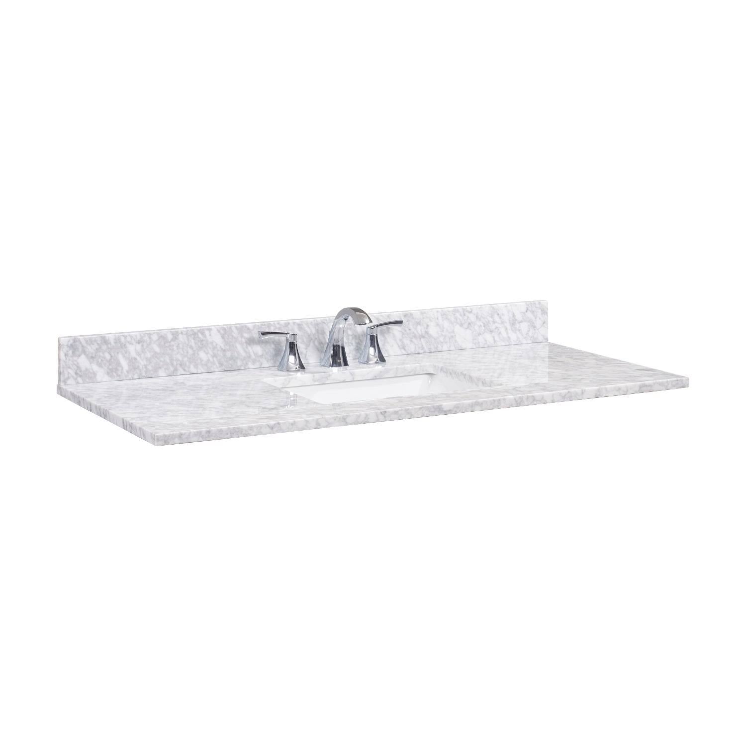 Carrara White Single Bathroom Vanity Top with Sink V6290