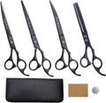 7.0 inch 4PCS Pet Grooming Scissors Kit Japan Premium Steel Straight & Curved & Thinning Blade Shears Set with Case N113