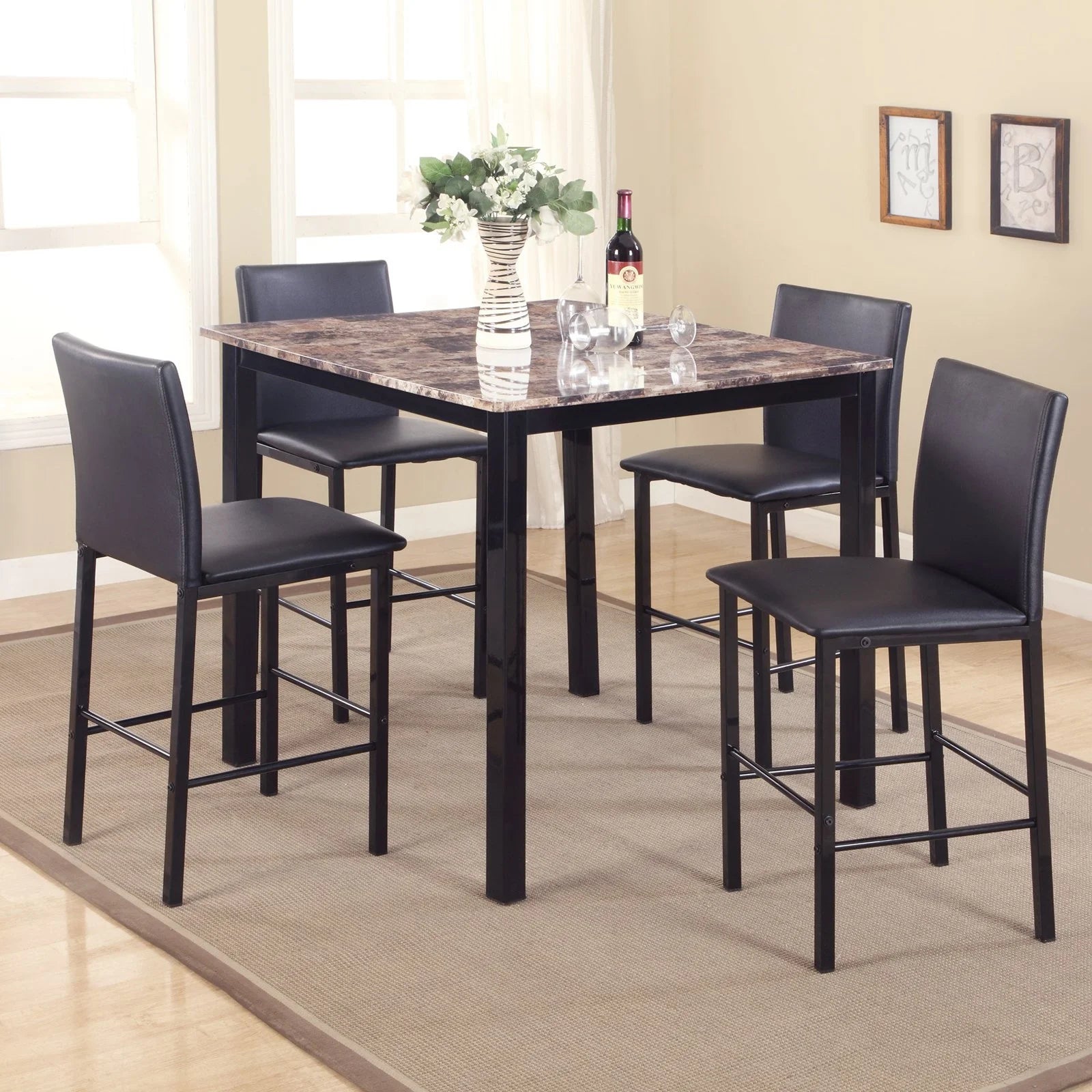 Black Metal Frame Counter Dining Chair Set of 4 Z99857