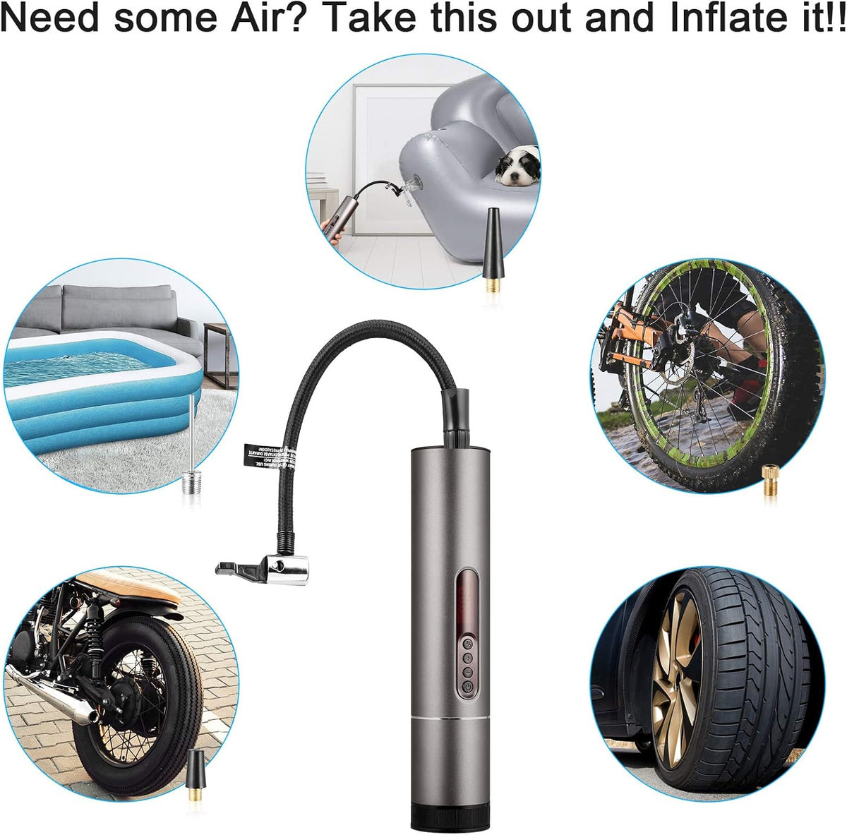 6600mAh Cordless Tire Inflator Air Compressor O262