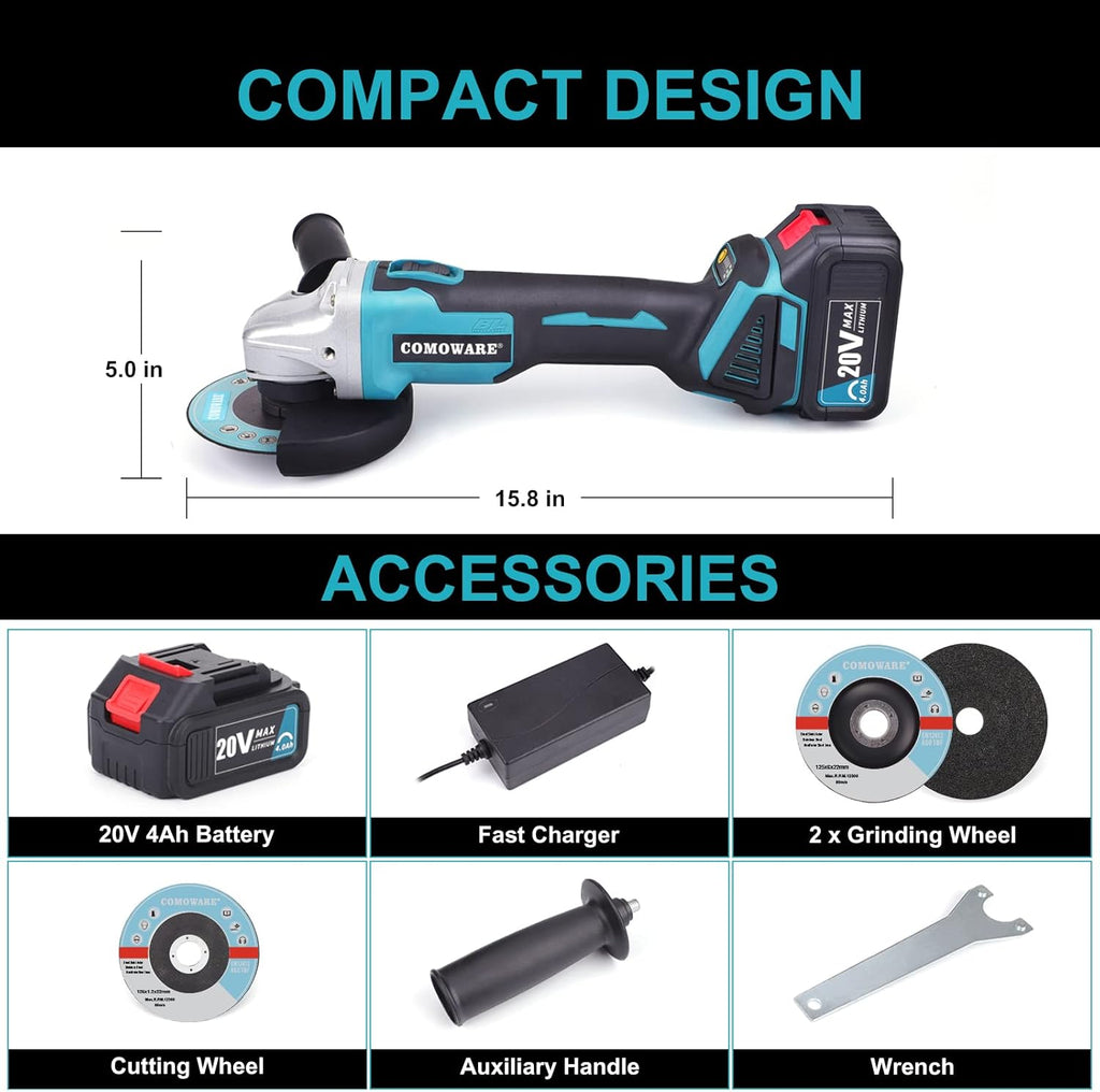 20V Brushless Cordless Angle Grinder Kit, 4-1/2 Inch, Lightweight Angle Grinder Tool P89908