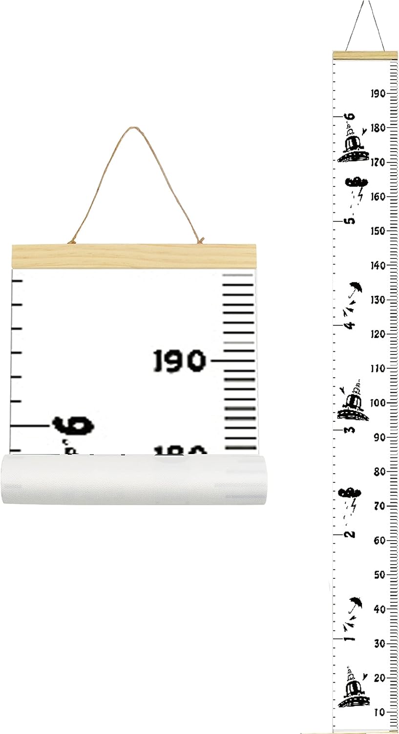 Kids Growth Chart Wood Frame Fabric Canvas Height Measurement Ruler 7.9 x 79in Pack of 2 A305145