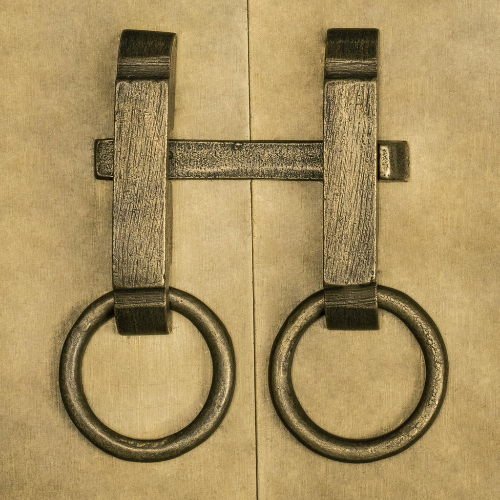 Brass Button and Zipper Cabinet Face Plate Backplate Hardware Set Pack of 2 H713