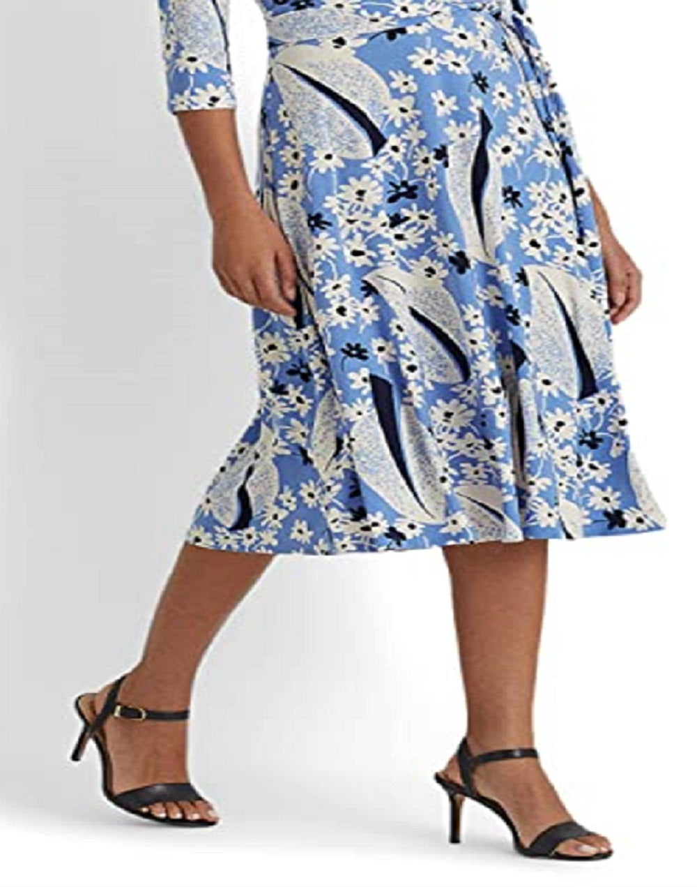 Floral Surplice Jersey Dress Blue Size 8 A81307