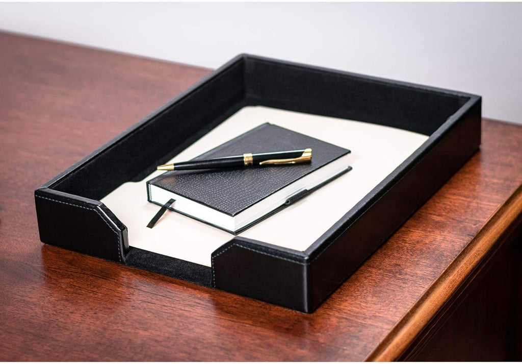 Black Bonded Leather Letter Tray F98416