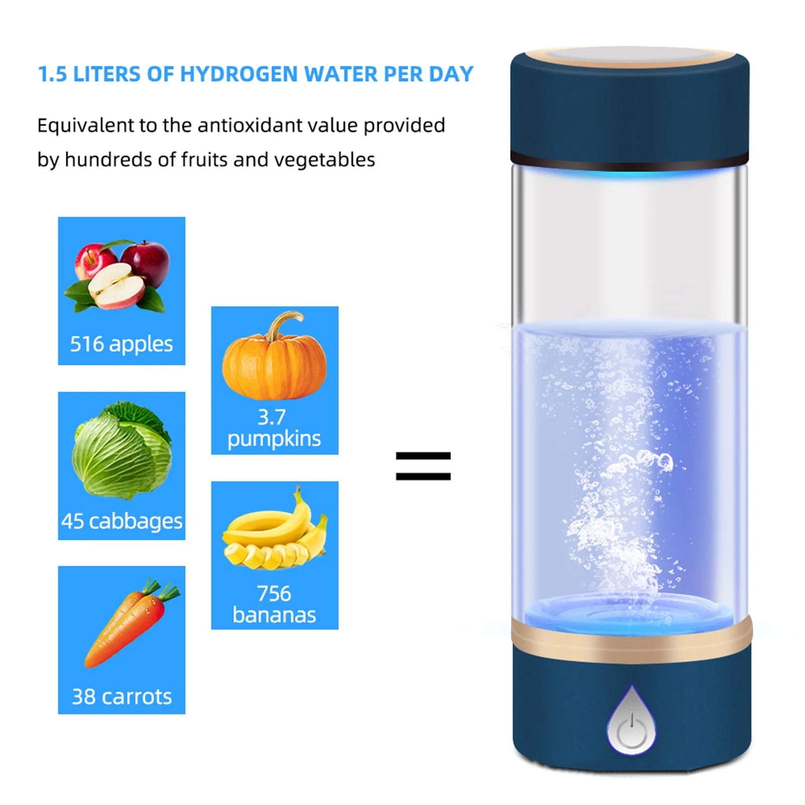 420ml Rechargeable Hydrogen Water Bottle Glass Cup O137361