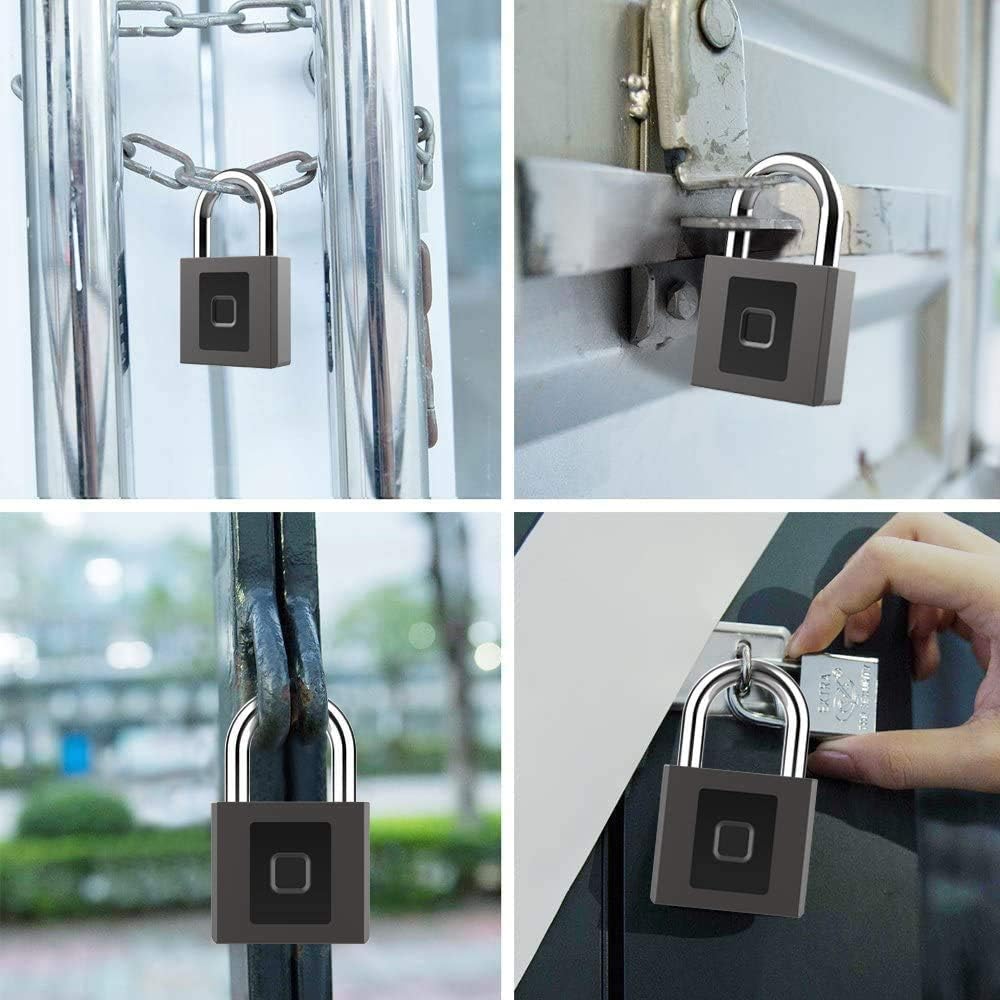 Fingerprint Padlock, Keyless, Waterproof, Pack of 2 Z471