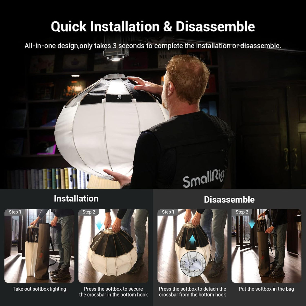 26in Lantern Softbox Light Modifier with Fabric Barn Doors X16604