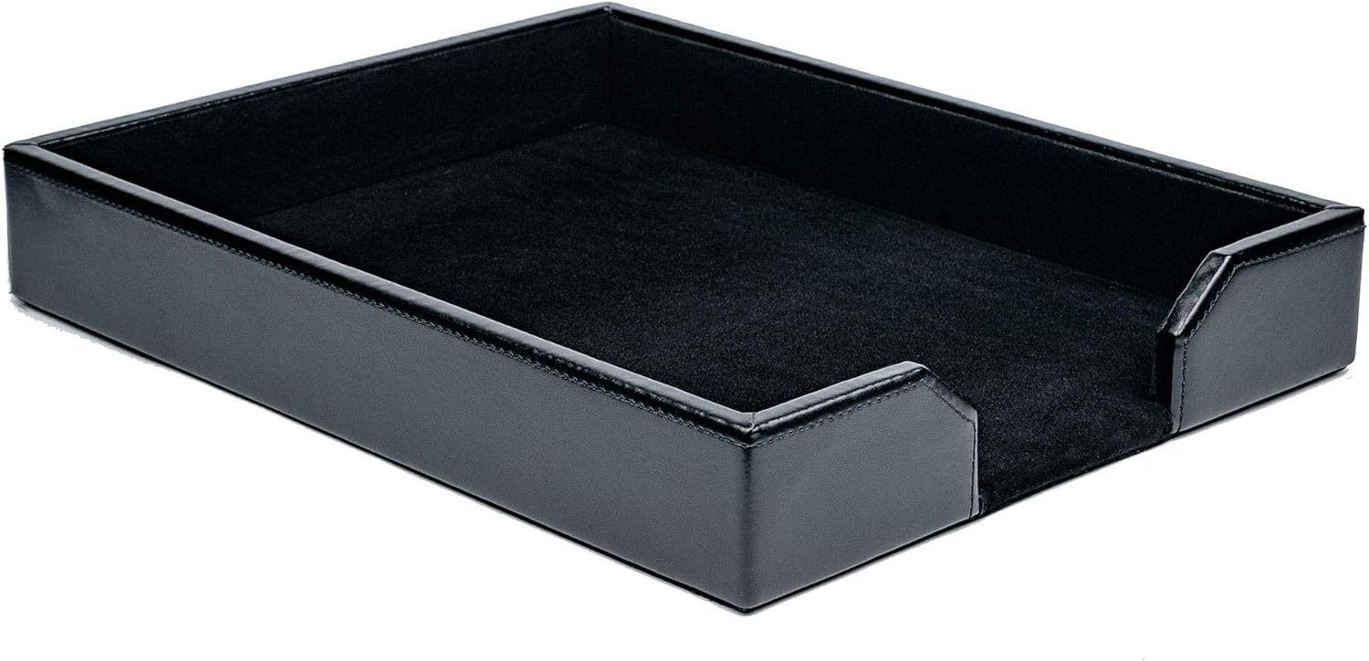 Black Bonded Leather Letter Tray F98416