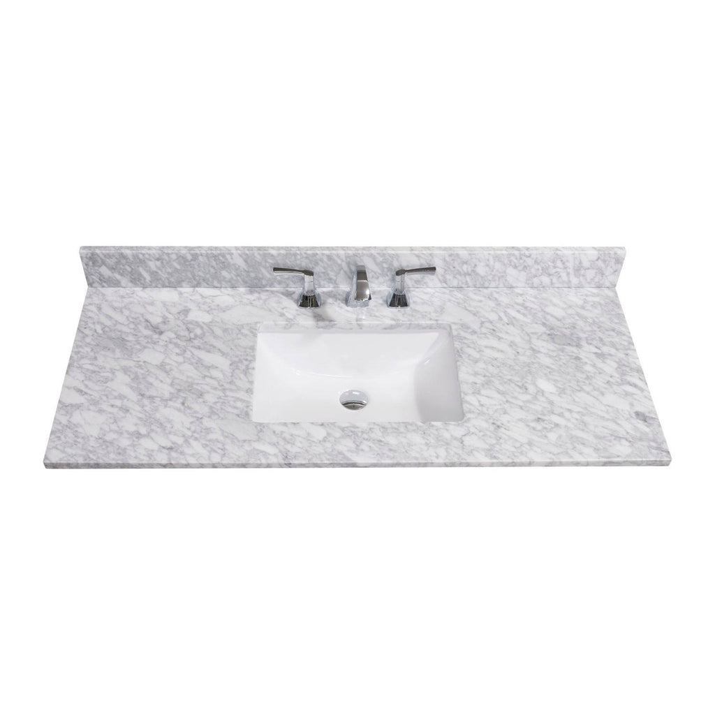 Carrara White Single Bathroom Vanity Top with Sink V6290