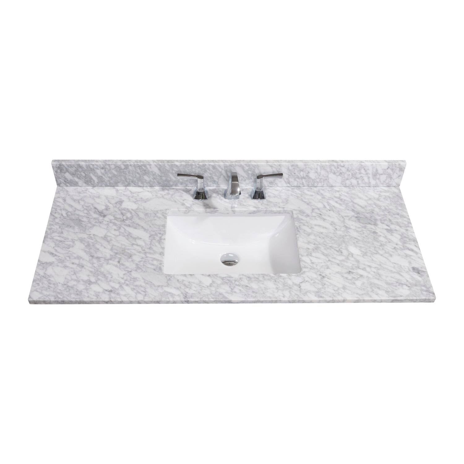 Carrara White Single Bathroom Vanity Top with Sink V6290