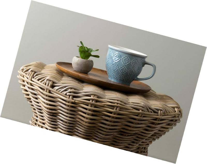 Brown Round Rattan Accent Table Z587987