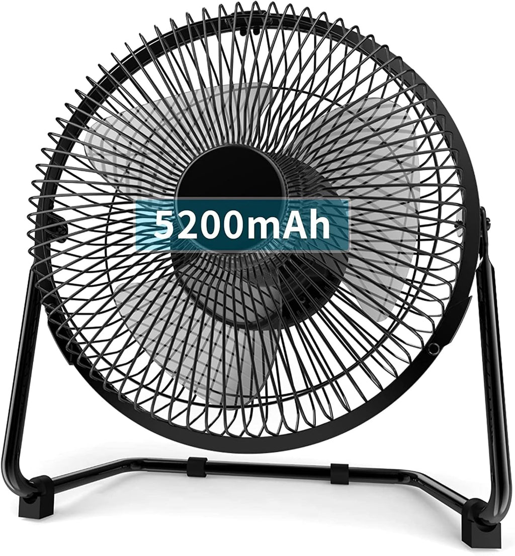 Black 9-Inch USB Rechargeable Desk Fan D674