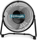 Black 9-Inch USB Rechargeable Desk Fan D674