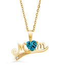 London Blue Topaz White Diamond 18K Yellow Gold Plated Silver Pendant with Chain V22747