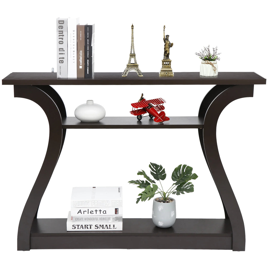 Brown 3-Shelf Narrow Console Table E910215