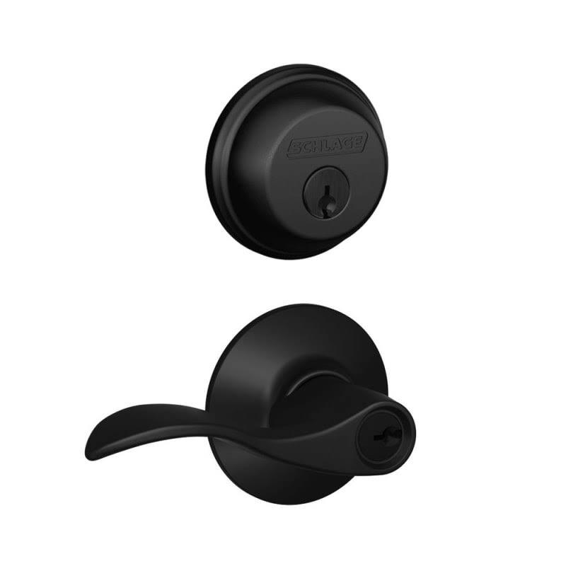 Matte Black Keyed Entry Door Lever Set and Deadbolt Combo L8881