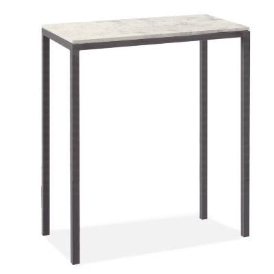 White Marbled Quartz Top Bar Table with Steel Base B1642