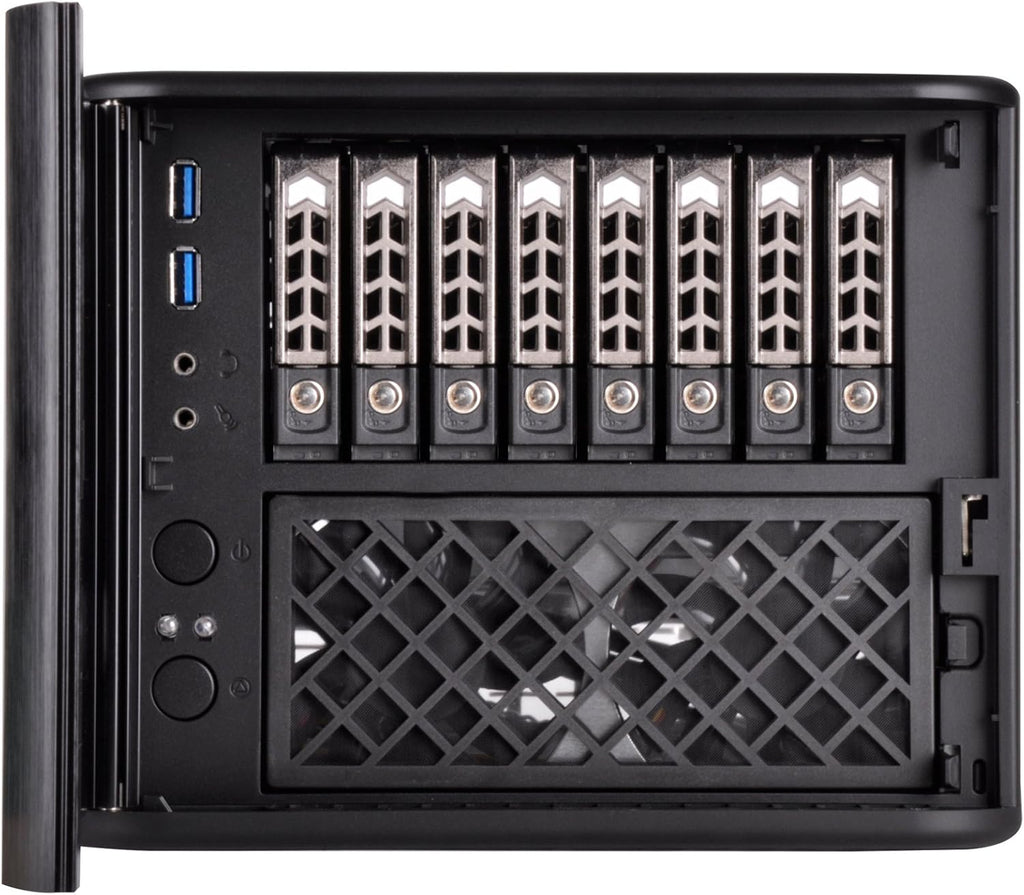 Black Mini-ITX NAS Case with Eight 2.5 Hot-Swappable Bays V980220