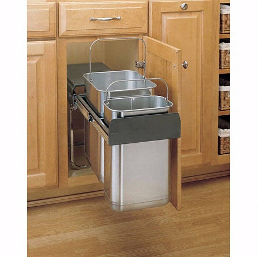 Double Steel Top Mount Waste Trash Can R82276