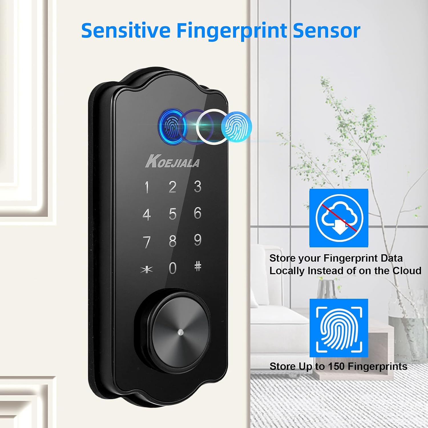 Smart Lock Fingerprint Keyless Entry Door Lock with Keypad WiFi Digital Electronic Deadbolt P66146