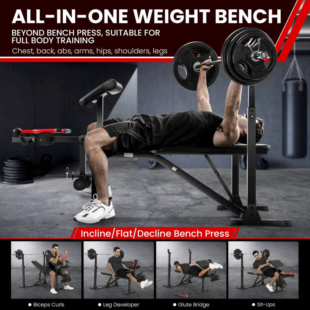 900LBS Adjustable Weight Bench with Barbell Rack C81083