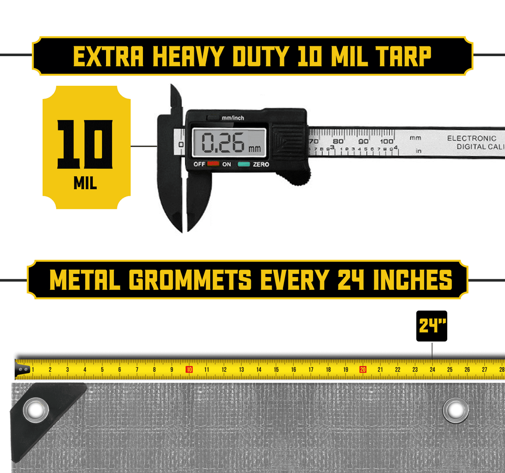 10 Mil Heavy Duty Waterproof Tarp 24 x 30Ft I327